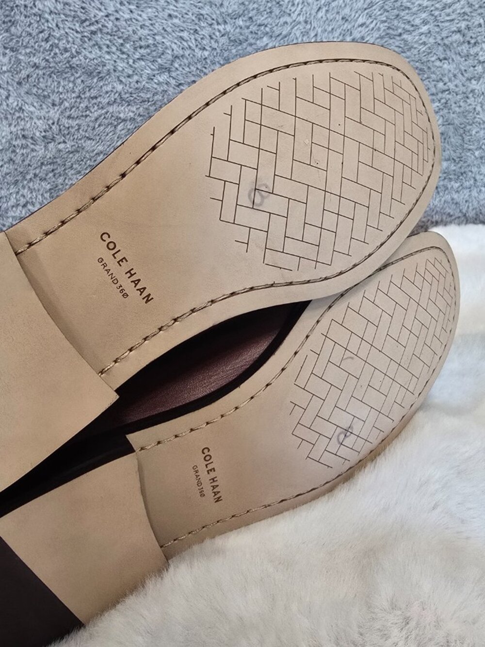Cole Haan Lana Lux Penny Loafers Dark Cuoio Box Leather/Ivory Leather Size 8 - Picture 7 of 10